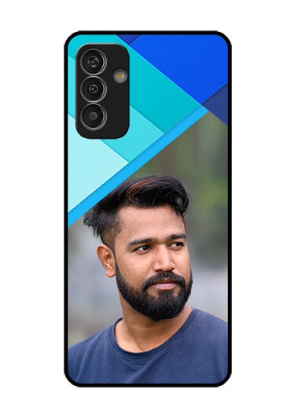 Galaxy M13 4G Custom Glass Phone Case - Blue Pattern Design