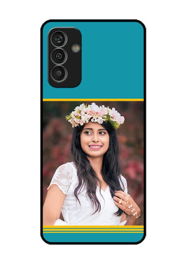 Galaxy M13 4G Custom Glass Phone Case - Yellow & Blue Design