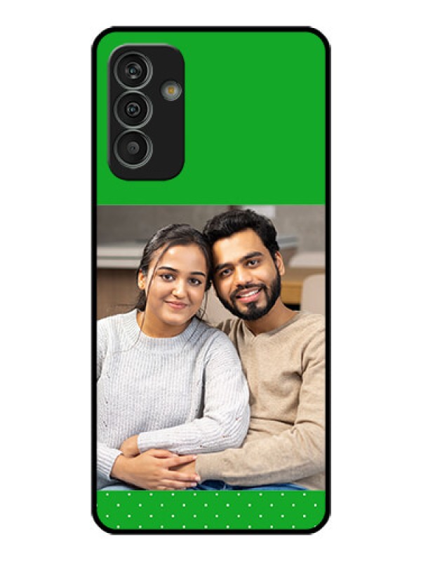 Custom Galaxy M13 4G Personalized Glass Phone Case - Green Pattern Design