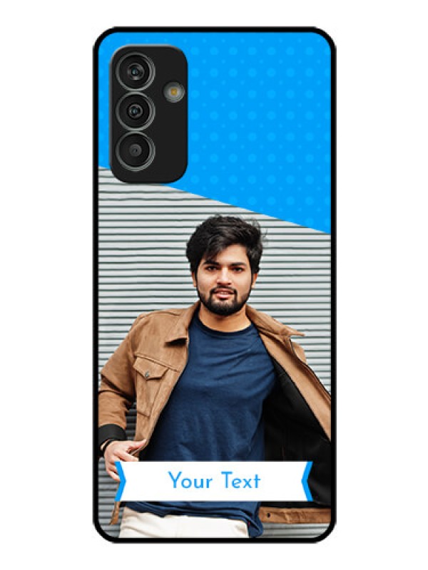 Custom Galaxy M13 4G Photo Printing on Glass Case - Simple Blue Color Design