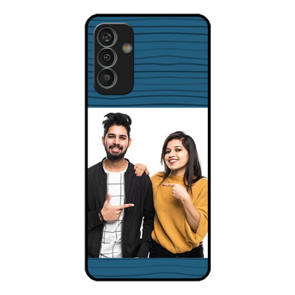Galaxy M13 4G Custom Glass Phone Case - Blue Pattern Cover Design