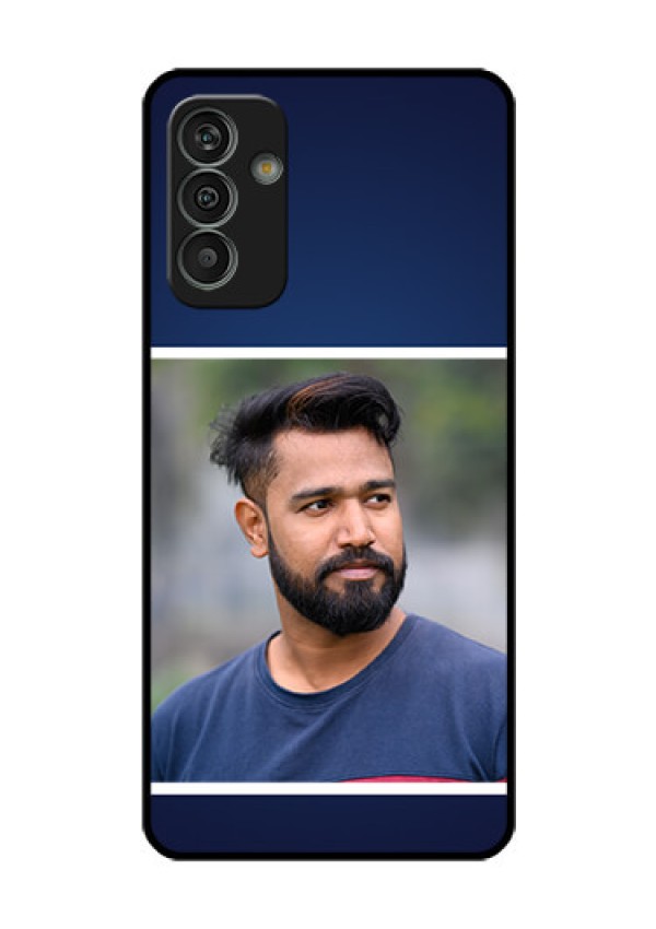 Galaxy M13 4G Personalized Glass Phone Case - Simple Royal Blue Design