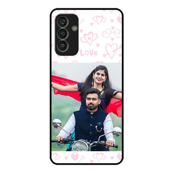 Galaxy M13 4G Custom Glass Mobile Case - Pink Flying Heart Design