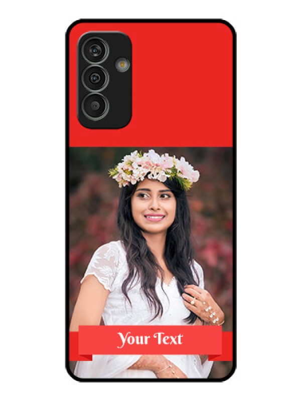 Custom Galaxy M13 4G Custom Glass Phone Case - Simple Red Color Design