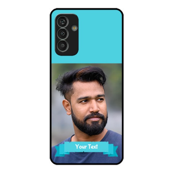 Galaxy M13 4G Personalized Glass Phone Case - Simple Blue Color Design Galaxy M13 4G Personalized Glass Phone Case - Simple Blue Color Design