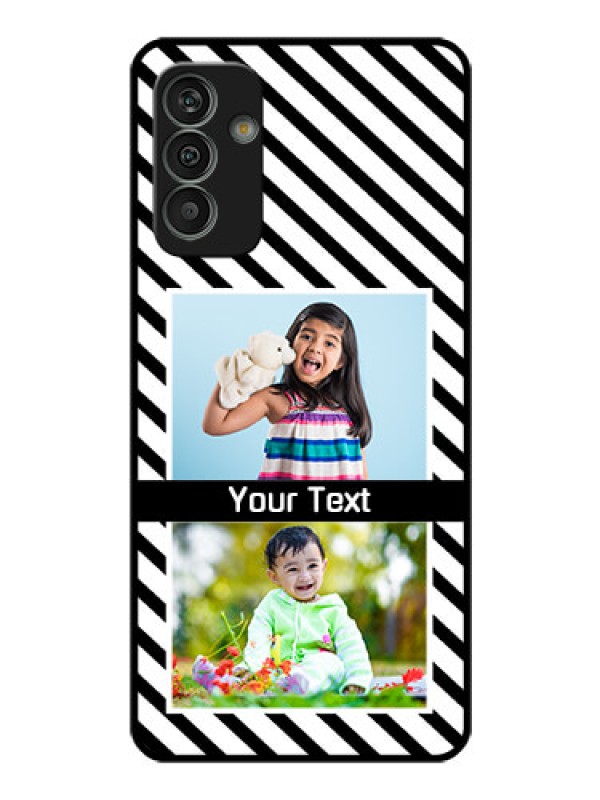 Custom Galaxy M13 4G Photo Printing on Glass Case - Black And White Stripes Design