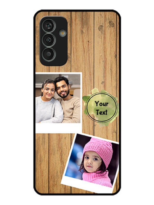 Custom Galaxy M13 4G Custom Glass Phone Case - Wooden Texture Design