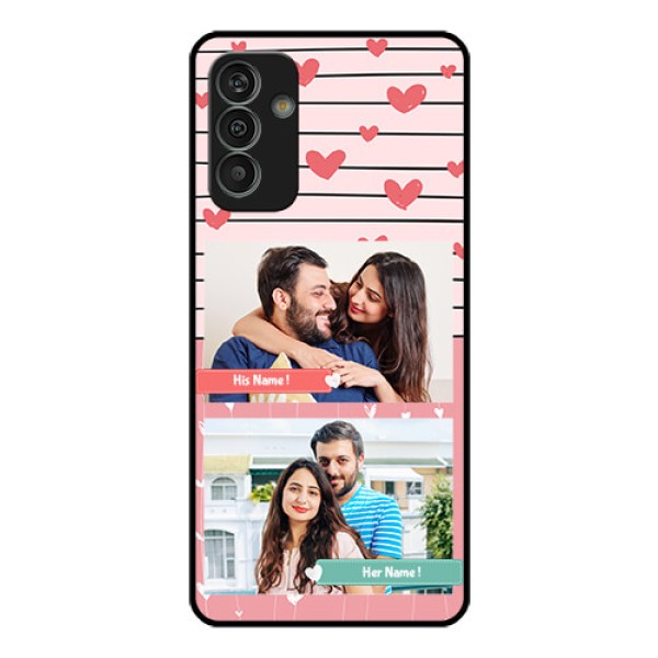 Galaxy M13 4G Custom Glass Mobile Case - Photo with Heart Design