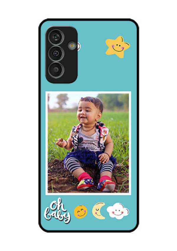 Galaxy M13 4G Personalized Glass Phone Case - Smiley Kids Stars Design