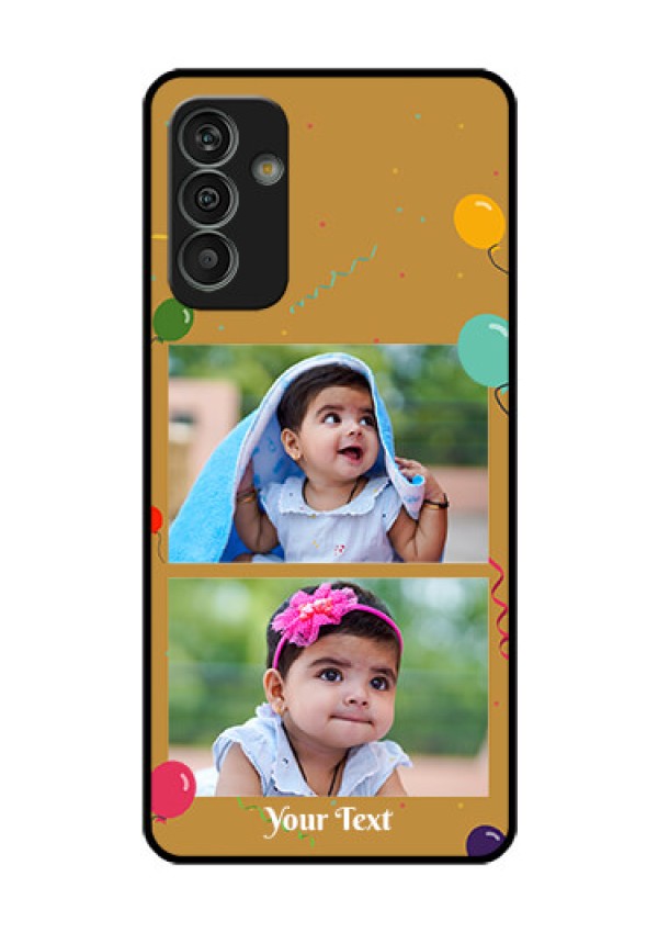 Galaxy M13 4G Personalized Glass Phone Case - Image Holder with Birthday Celebrations Design