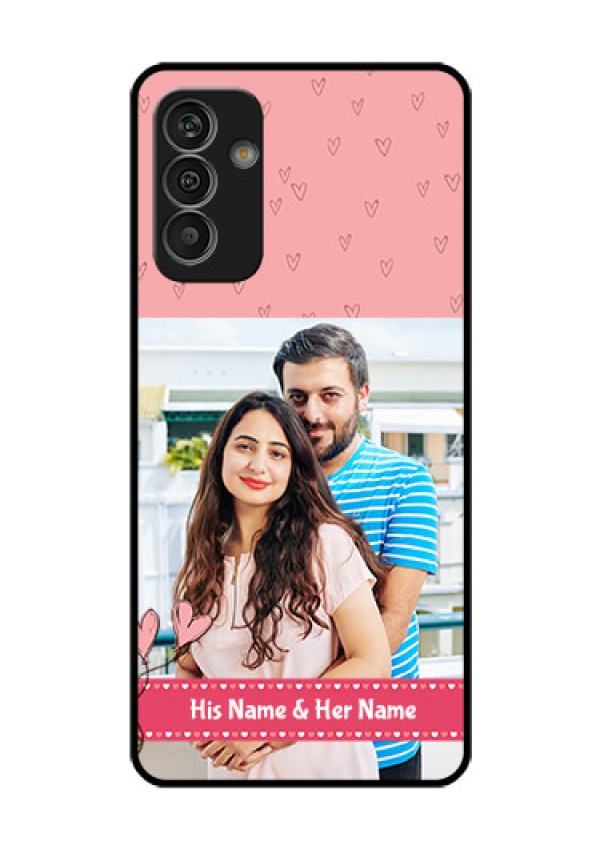 Galaxy M13 4G Personalized Glass Phone Case - Love Design Peach Color
