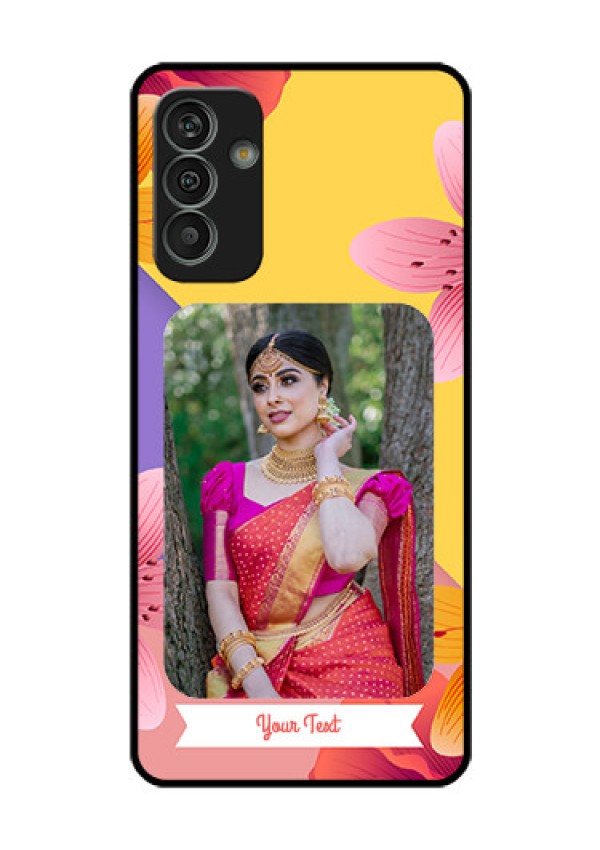 Galaxy M13 4G Custom Glass Mobile Case - 3 Image With Vintage Floral Design
