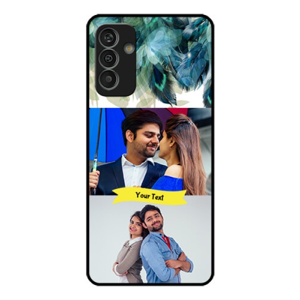 Galaxy M13 4G Personalized Glass Phone Case - Image with Boho Peacock Feather Design Galaxy M13 4G Personalized Glass Phone Case - Image with Boho Peacock Feather Design