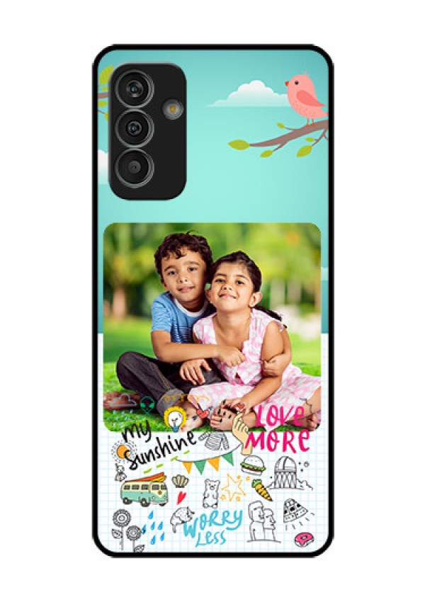 Galaxy M13 4G Photo Printing on Glass Case - Doodle love Design