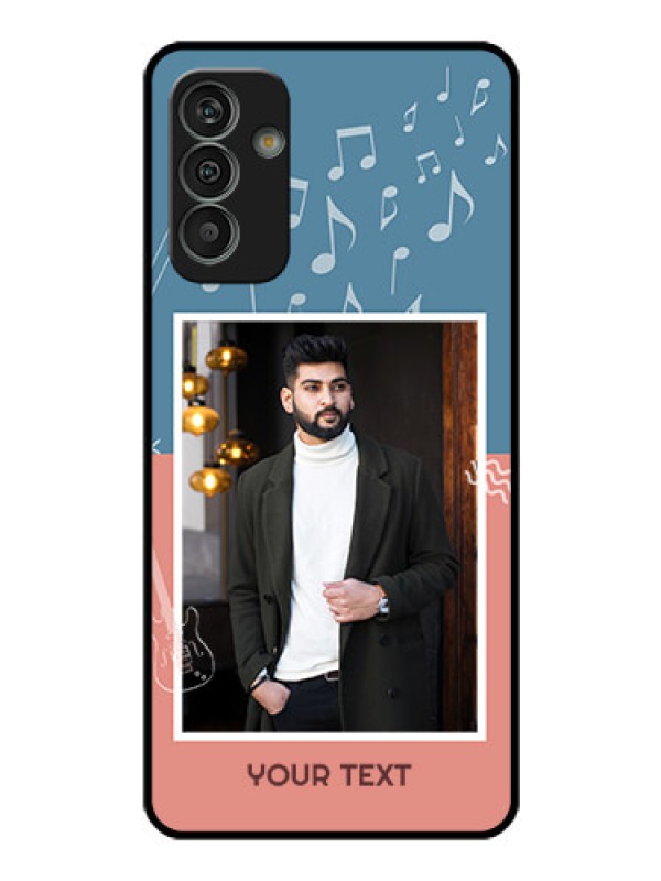 Custom Galaxy M13 4G Photo Printing on Glass Case - with Color Musical Note Design