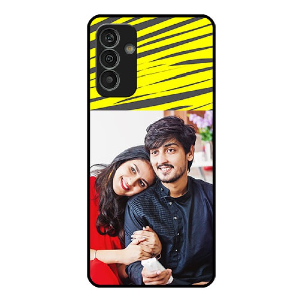 Galaxy M13 4G Photo Printing on Glass Case - Yellow Abstract Design
