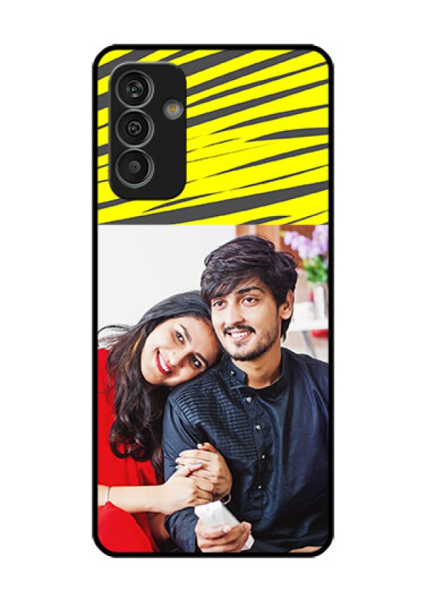 Galaxy M13 4G Photo Printing on Glass Case - Yellow Abstract Design
