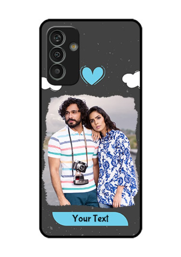 Galaxy M13 4G Custom Glass Phone Case - Splashes with love doodles Design