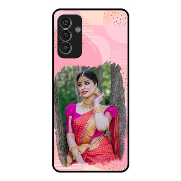 Galaxy M13 4G Personalized Glass Phone Case - Gold Glitter Splash Design Galaxy M13 4G Personalized Glass Phone Case - Gold Glitter Splash Design