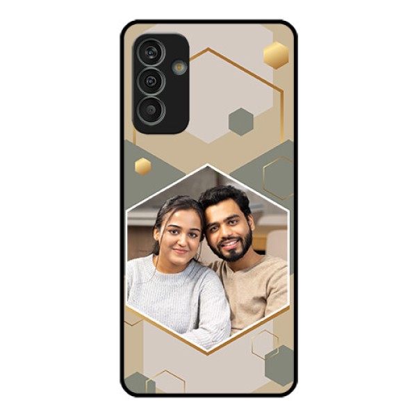 Galaxy M13 4G Photo Printing on Glass Case - Stylish Hexagon Pattern Design Galaxy M13 4G Photo Printing on Glass Case - Stylish Hexagon Pattern Design