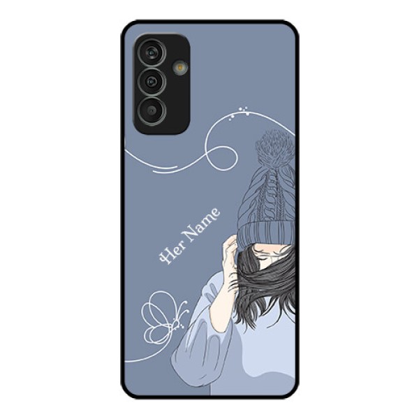 Galaxy M13 4G Custom Glass Mobile Case - Girl in winter outfit Design