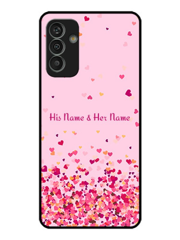 Custom Galaxy M13 4G Photo Printing on Glass Case - Floating Hearts Design