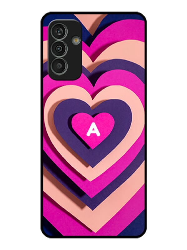 Custom Galaxy M13 4G Custom Glass Mobile Case - Cute Heart Pattern Design