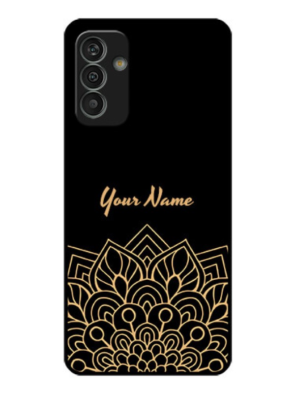 Custom Galaxy M13 4G Custom Glass Phone Case - Golden mandala Design