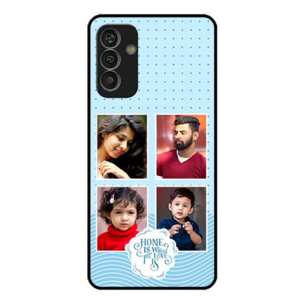 Galaxy M13 4G Custom Glass Phone Case - Cute love quote with 4 pic upload Design Galaxy M13 4G Custom Glass Phone Case - Cute love quote with 4 pic upload Design