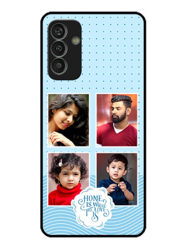 Custom Galaxy M13 4G Custom Glass Phone Case - Cute love quote with 4 pic upload Design