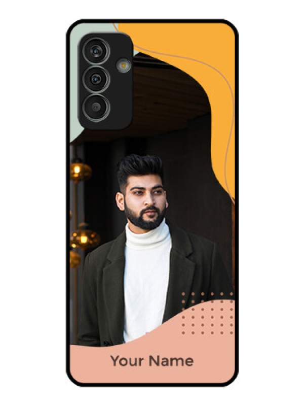 Custom Galaxy M13 4G Personalized Glass Phone Case - Tri-coloured overlay design