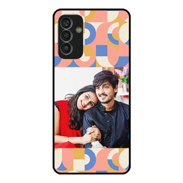 Galaxy M13 4G Photo Printing on Glass Case - Semi-circle Maze Pattern Design Galaxy M13 4G Photo Printing on Glass Case - Semi-circle Maze Pattern Design
