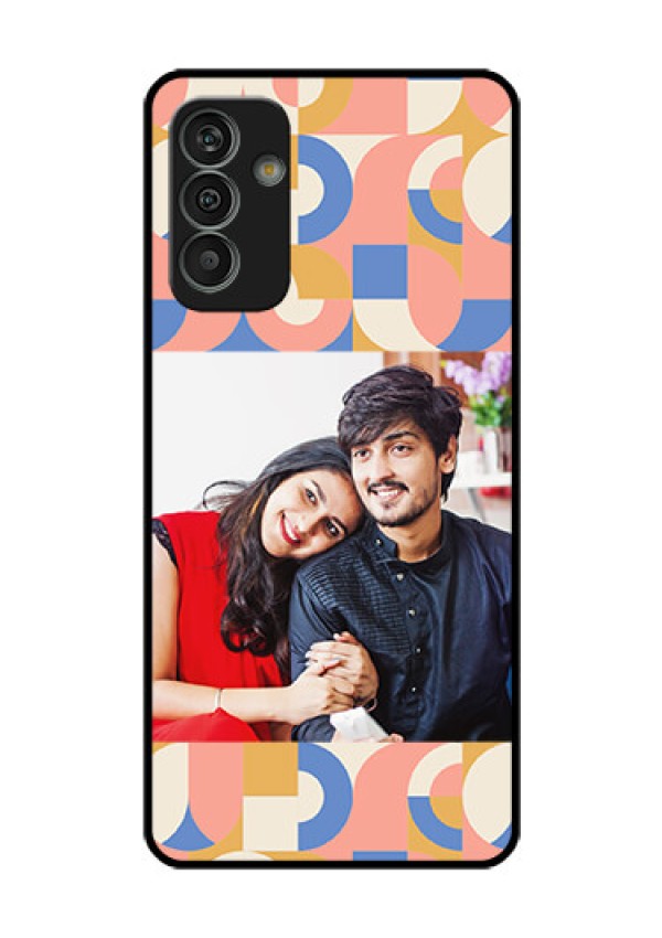 Galaxy M13 4G Photo Printing on Glass Case - Semi-circle Maze Pattern Design