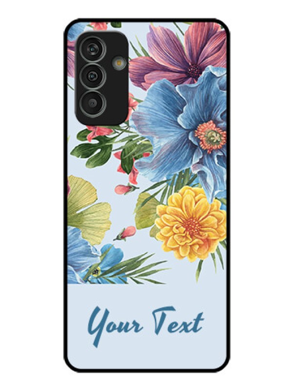 Custom Galaxy M13 4G Custom Glass Mobile Case - Stunning Watercolored Flowers Painting Design