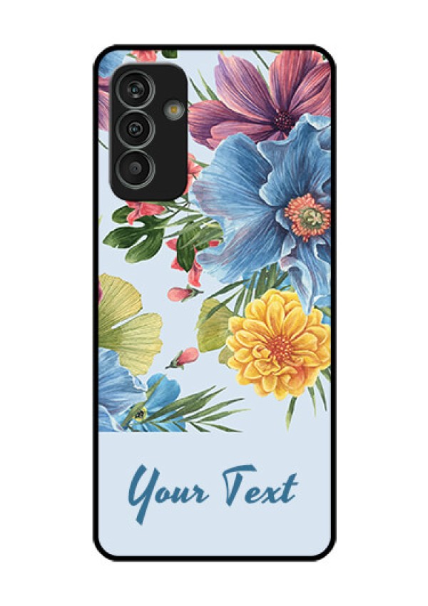 Galaxy M13 4G Custom Glass Mobile Case - Stunning Watercolored Flowers Painting Design