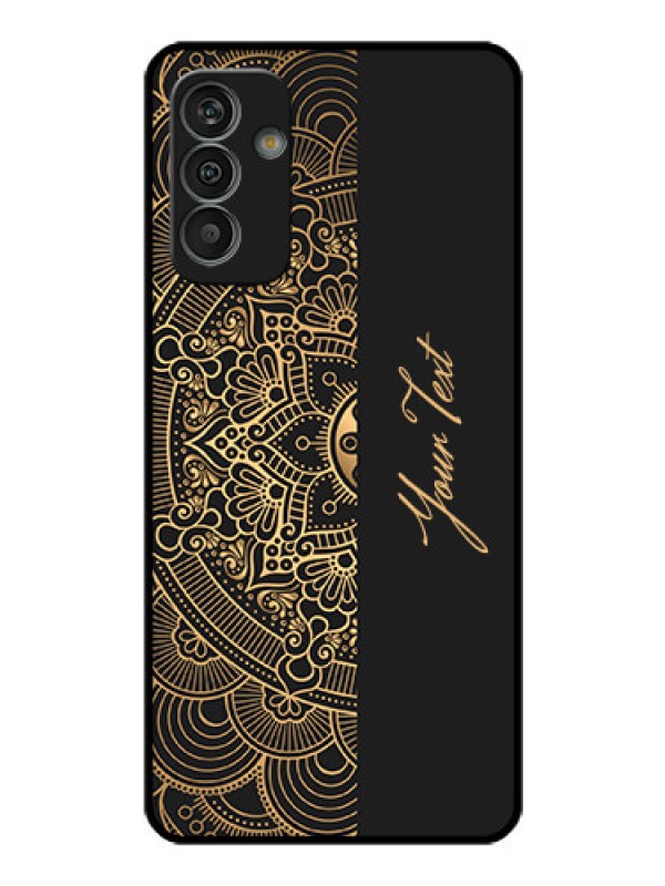 Custom Galaxy M13 4G Photo Printing on Glass Case - Mandala art with custom text Design