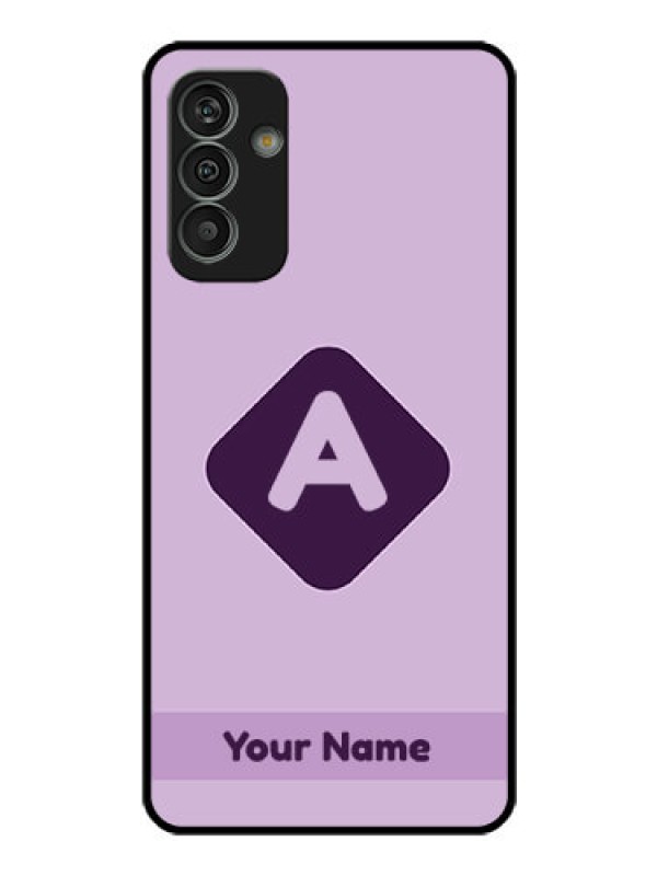 Custom Galaxy M13 4G Custom Glass Mobile Case - Custom Letter in curved badge Design