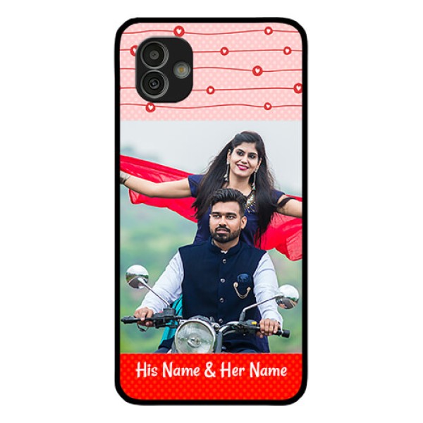 Samsung Galaxy M13 5G Personalized Glass Phone Case - Red Pattern Case Design