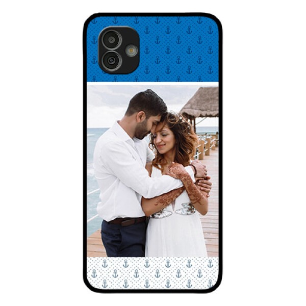 Samsung Galaxy M13 5G Photo Printing on Glass Case - Blue Anchors Design Samsung Galaxy M13 5G Photo Printing on Glass Case - Blue Anchors Design