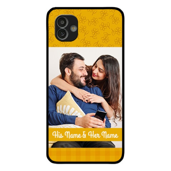 Samsung Galaxy M13 5G Custom Glass Mobile Case - Yellow Floral Design Samsung Galaxy M13 5G Custom Glass Mobile Case - Yellow Floral Design