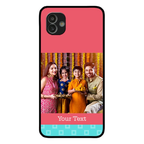 Samsung Galaxy M13 5G Personalized Glass Phone Case - Peach & Blue Color Design Samsung Galaxy M13 5G Personalized Glass Phone Case - Peach & Blue Color Design