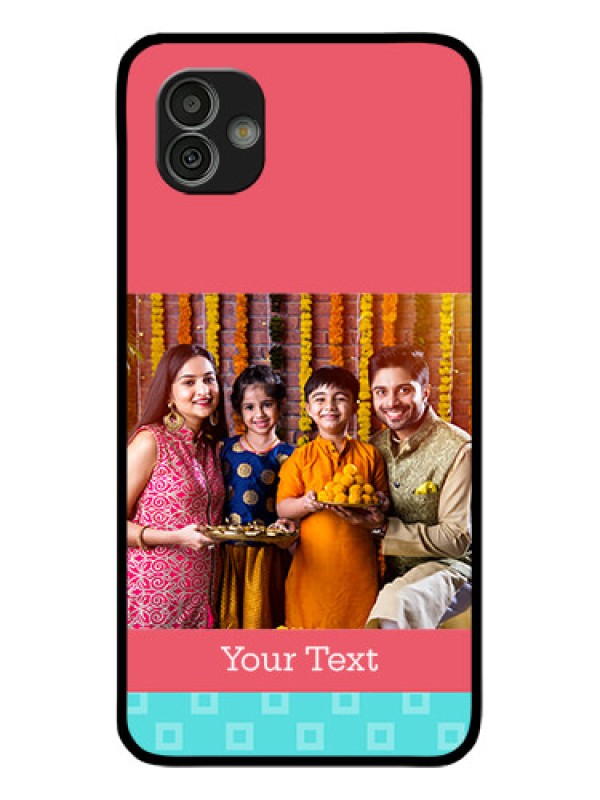 Custom Samsung Galaxy M13 5G Personalized Glass Phone Case - Peach & Blue Color Design