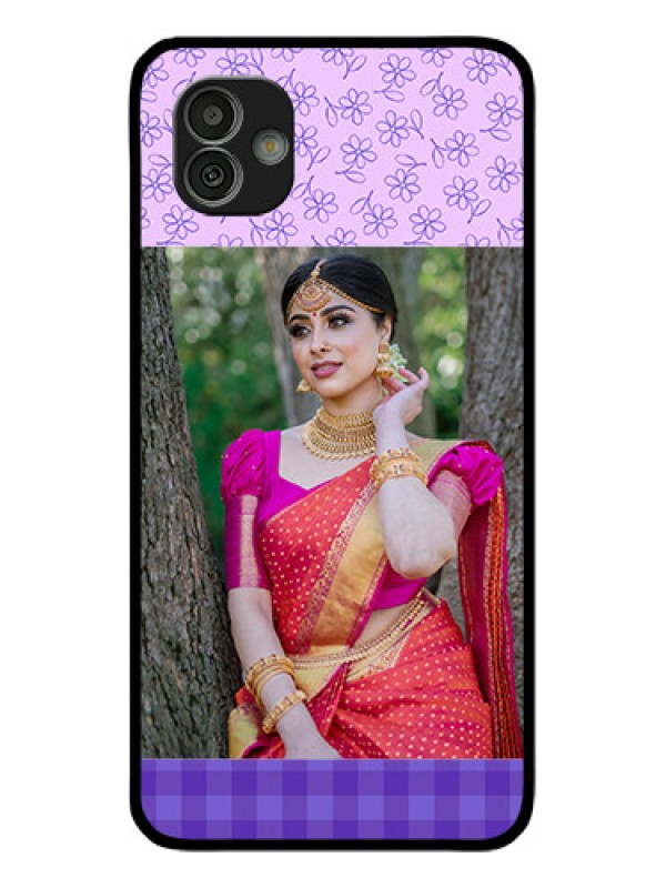 Custom Samsung Galaxy M13 5G Custom Glass Phone Case - Purple Floral Design