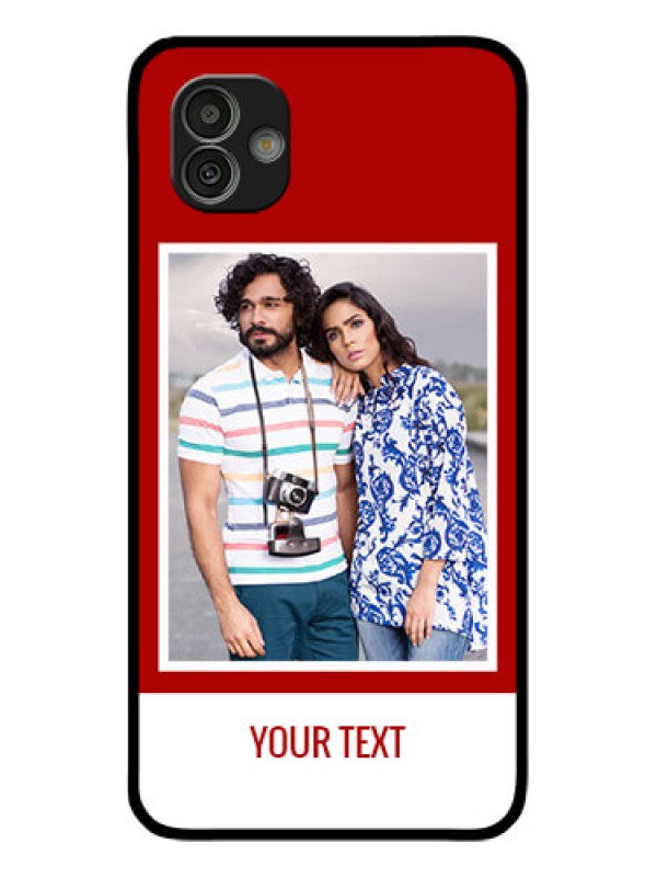 Custom Samsung Galaxy M13 5G Personalized Glass Phone Case - Simple Red Color Design