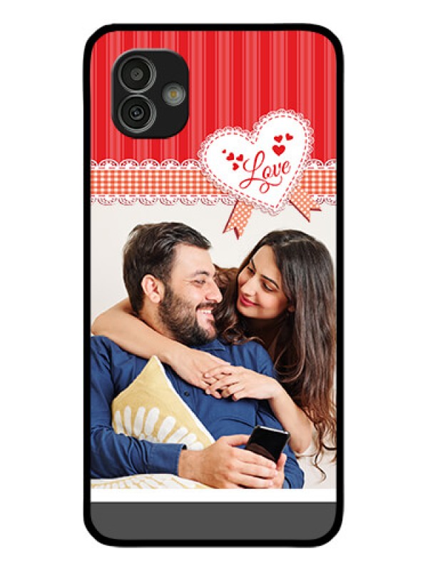Custom Samsung Galaxy M13 5G Custom Glass Mobile Case - Red Love Pattern Design