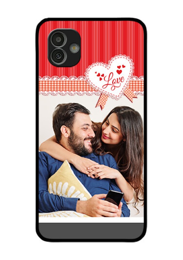 Samsung Galaxy M13 5G Custom Glass Mobile Case - Red Love Pattern Design