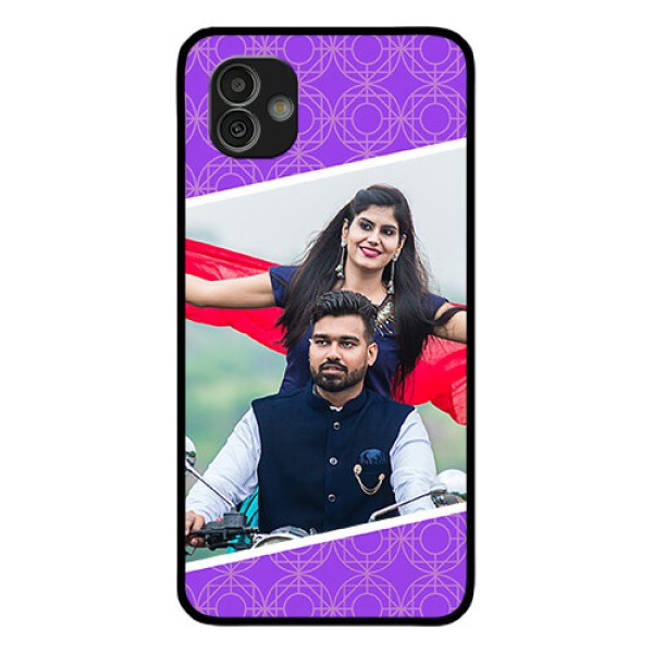 Samsung Galaxy M13 5G Custom Glass Phone Case - Violet Pattern Design Samsung Galaxy M13 5G Custom Glass Phone Case - Violet Pattern Design