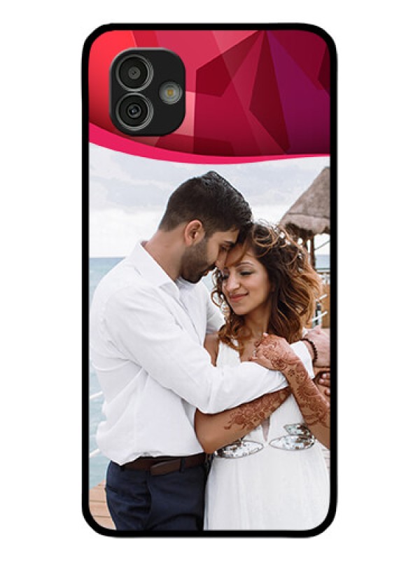 Custom Samsung Galaxy M13 5G Custom Glass Mobile Case - Red Abstract Design