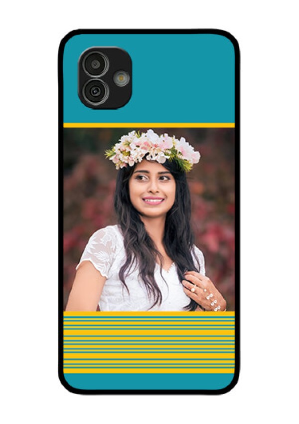 Samsung Galaxy M13 5G Custom Glass Phone Case - Yellow & Blue Design