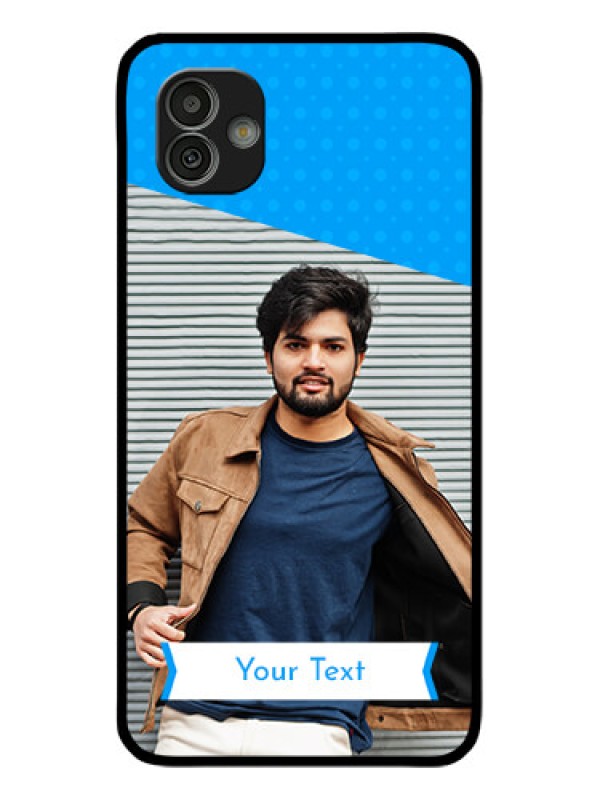 Custom Samsung Galaxy M13 5G Photo Printing on Glass Case - Simple Blue Color Design